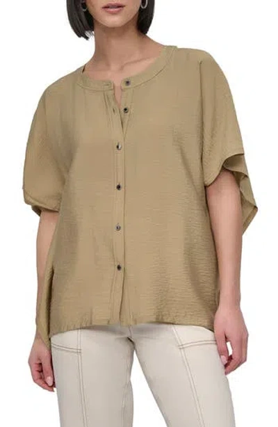 Dkny Textured Voile Button-up Shirt In Green