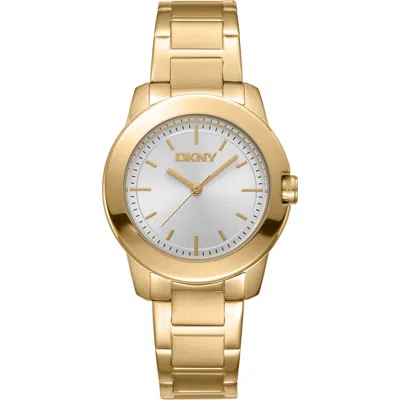 Dkny Three Hand Quartz Bracelet Watch, 32mm In Gold
