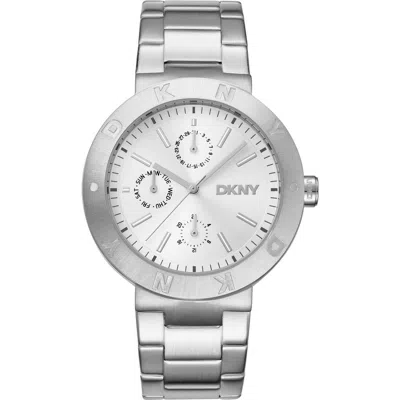 Dkny Three Hand Quartz Bracelet Watch, 32mm In Silver