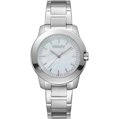 Dkny Three Hand Quartz Bracelet Watch, 32mm In Silver