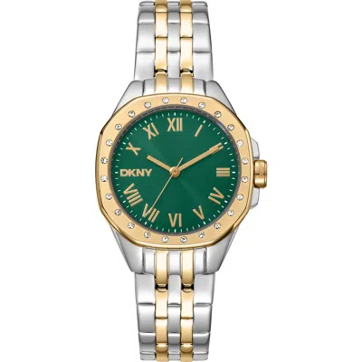 Dkny Three Hand Quartz Bracelet Watch, 32mm In Silver
