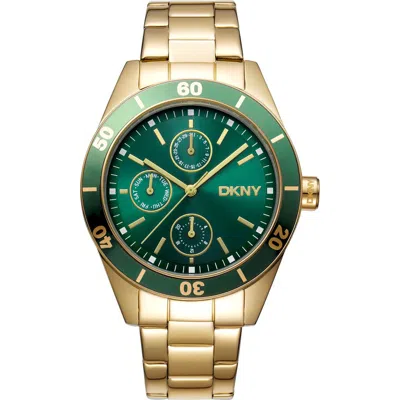 Dkny Three Hand Quartz Bracelet Watch, 38mm In Gold