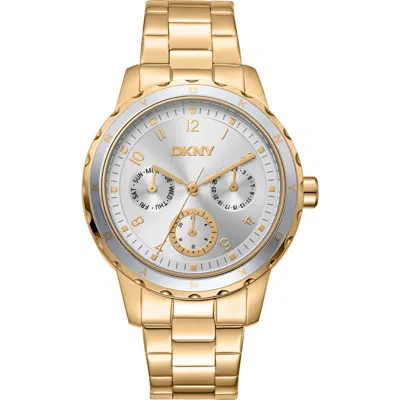 Dkny Three Hand Quartz Bracelet Watch, 38mm In Gold
