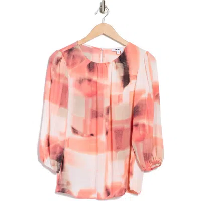 Dkny Three-quarter Sleeve Georgette Top In Multi