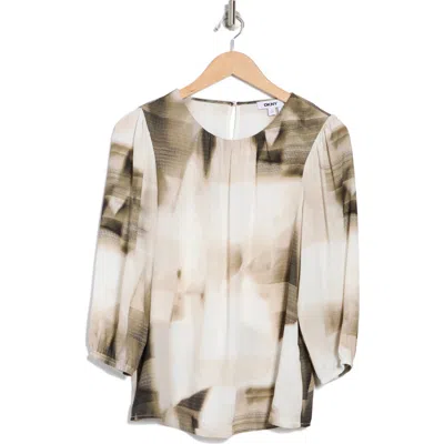 Dkny Three-quarter Sleeve Georgette Top In Multi