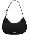Dkny Thyme Medium Sherpa Hobo In Black,gunmetal