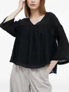 Dkny Tie-back Textured Blouse In Black