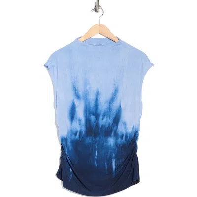 Dkny Tie Dye Ruched Sleeveless Top In Blue