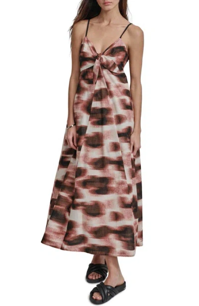 Dkny Women's Cotton Voile Printed Sleeveless Tie Dress In Abstract Dot