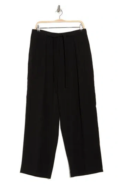Dkny Tie Front Twill Pants In Black