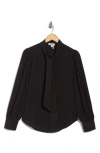 Dkny Tie Neck Long Sleeve Button-up Top
