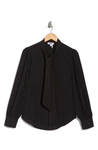 Dkny Tie Neck Long Sleeve Button-up Top