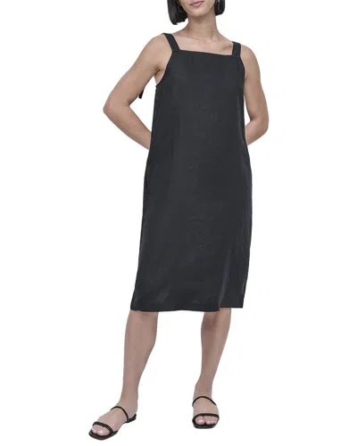 Dkny Tie Strap Linen Dress In Black