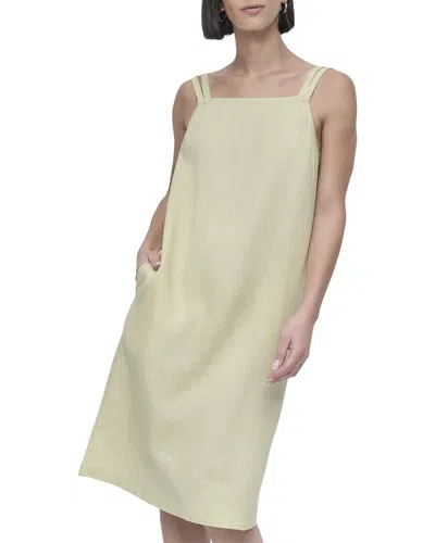 Dkny Tie Strap Linen Dress In Neutral