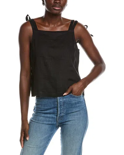 Dkny Tie Strap Linen Tank In Black
