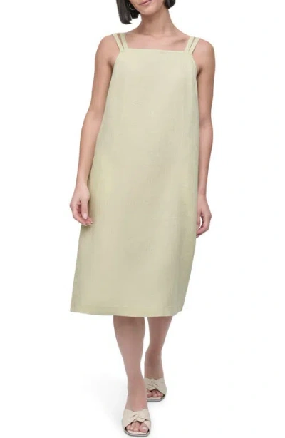 Dkny Tie Strap Linen Tank Dress In Tea Green