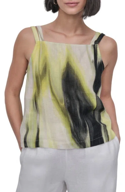 Dkny Tie Strap Linen Top In Linen Mult