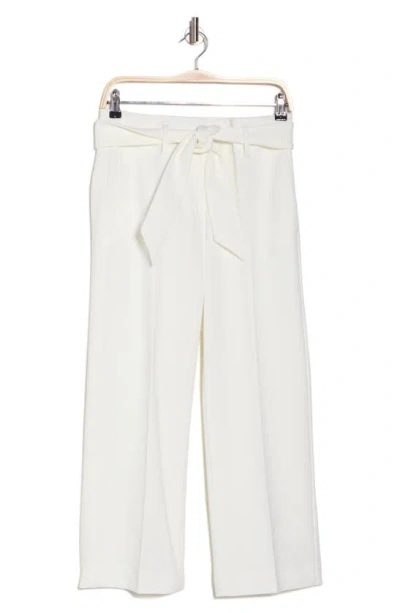 Dkny Tie Waist Ankle Wide Leg Pants In White