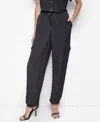 Dkny Tie-waist High-rise Crinkled Jogger Cargo Pants In Black In Multi