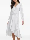 Dkny Tie-waist Long-sleeved Midi Dress In White