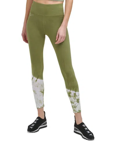 Dkny Tie-dyed 7/8 Leggings In Olive In Green