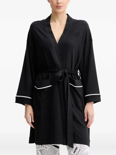 Dkny Tie-fastening Robe In Black