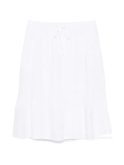Dkny Tiered Drawstring Midi Skirt In White