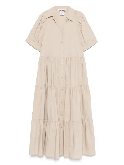 Dkny Tiered Midi Dress In Neutrals