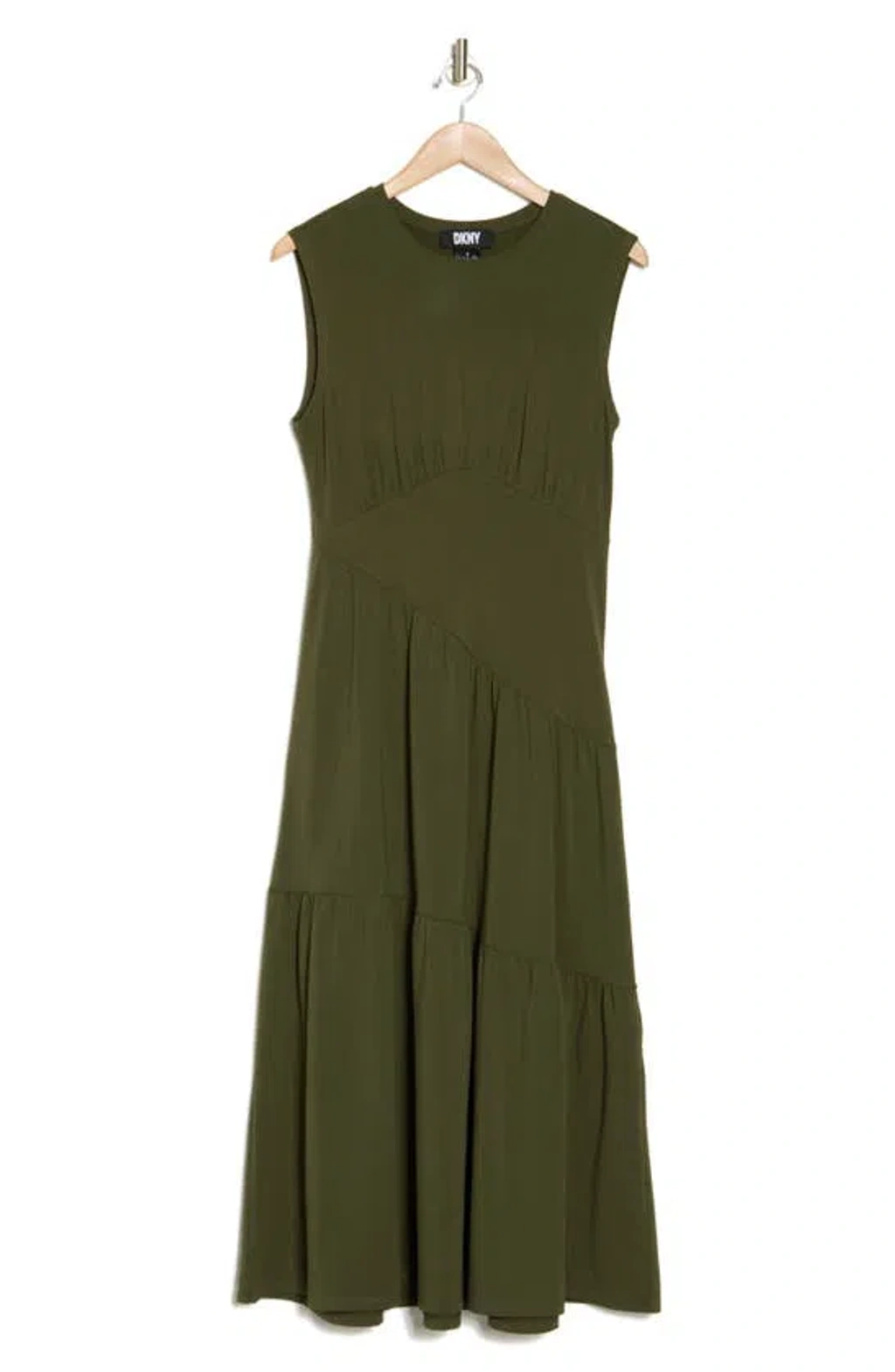 dkny tiered stretch cotton maxi dress Dkny Tiered Stretch Cotton Maxi Dress In Fatigue