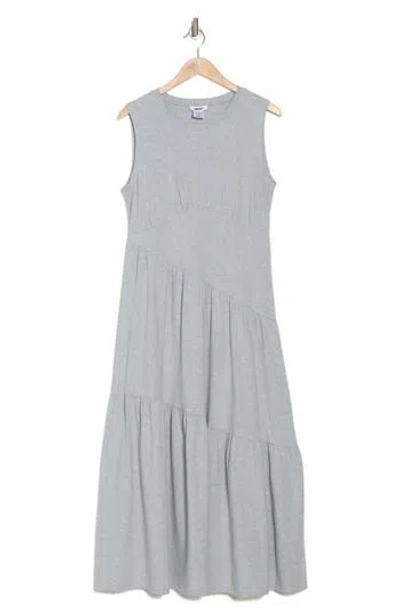 Dkny Tiered Stretch Cotton Maxi Dress In Heather Grey