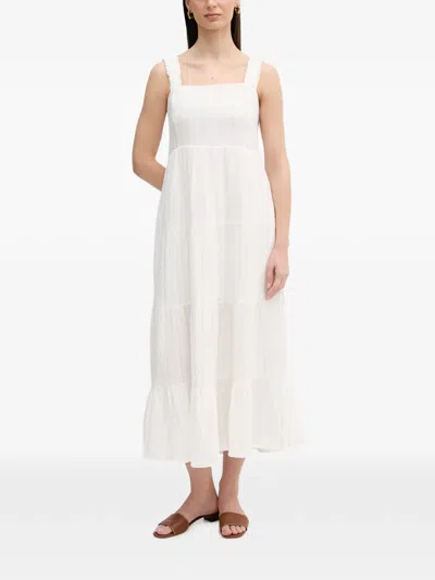 Dkny Tiered Striped Dress In White