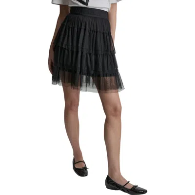 Dkny Tiered Tulle Skirt In Black