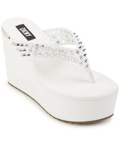Dkny Tina Stud Platform Sandal In White