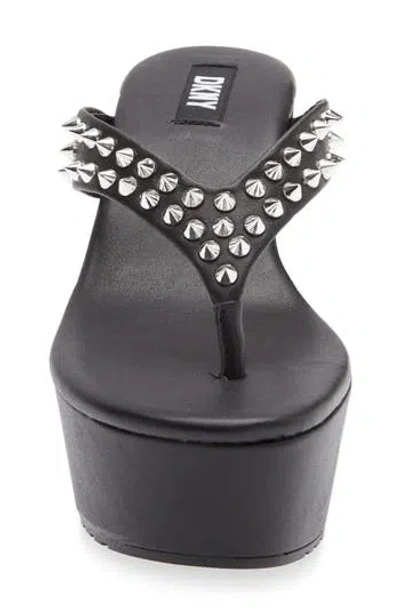 Dkny Tina Studded Platform Flip Flop In Black