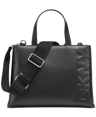 Dkny Tinsley Faux-leather Logo Satchel In Black