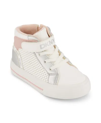 Dkny Babies' Toddler Girls Amelia Aurora High Top Sneaker In White Multi