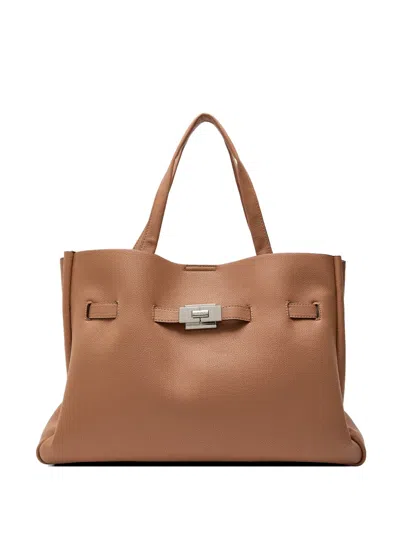 Dkny Top Handle Buckle Shoulder Bag In Brown