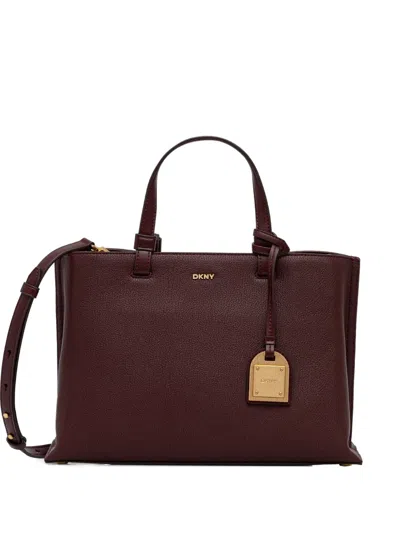 Dkny Top-handle Logo-detail Tote Bag In Burgundy