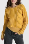 Dkny Transfer Stitch Sweater In Goldenrod/vanilla Bean