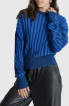 Dkny Transfer Stitch Sweater In Lapis Blue/ Black
