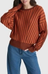 Dkny Transfer Stitch Sweater In Russet/ Black