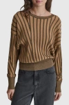 Dkny Transfer Stitch Sweater In Truffle/ Black