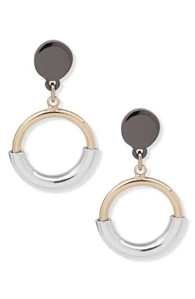 Dkny Tri-tone Drop Earrings In Gold/silver/hem