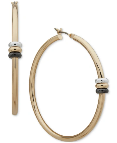Dkny Tri-tone Medium Rondelle Bead Hoop Earrings, 1.76" In Multi