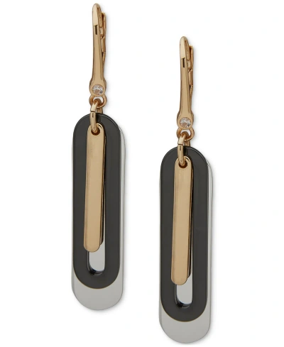 Dkny Tri-tone Triple Shaky Link Linear Drop Earrings In Multi