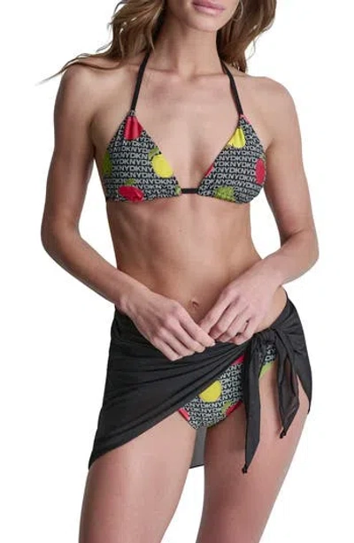 Dkny Triangle Two Piece Swimsuit & Sarong Set In Multi