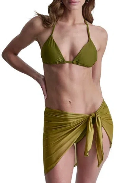 Dkny Triangle Two Piece Swimsuit & Sarong Set In Green