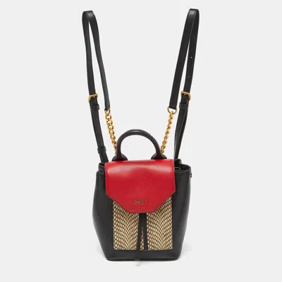 Dkny Tricolor Embossed Leather Small Alexa Backpack In Red