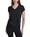 Dkny Ruched Tech T-shirt In Black