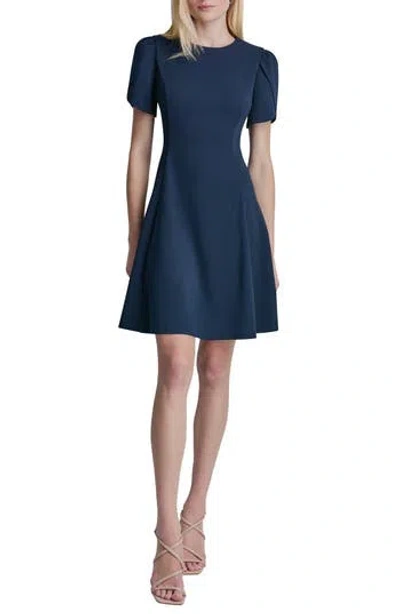 Dkny Tulip Short Sleeve A-line Dress In Blue